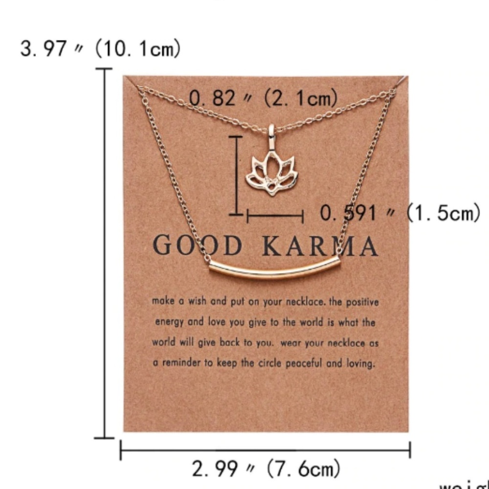 Good Karma Boho Indie Gold Layering Charm Necklace - Picture 6 of 7